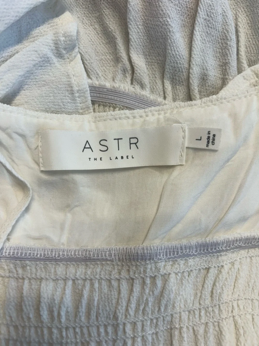 ASTR The Label Fiona White Smocked Ruffled Cami Top, Size Large - Picture 11 of 12